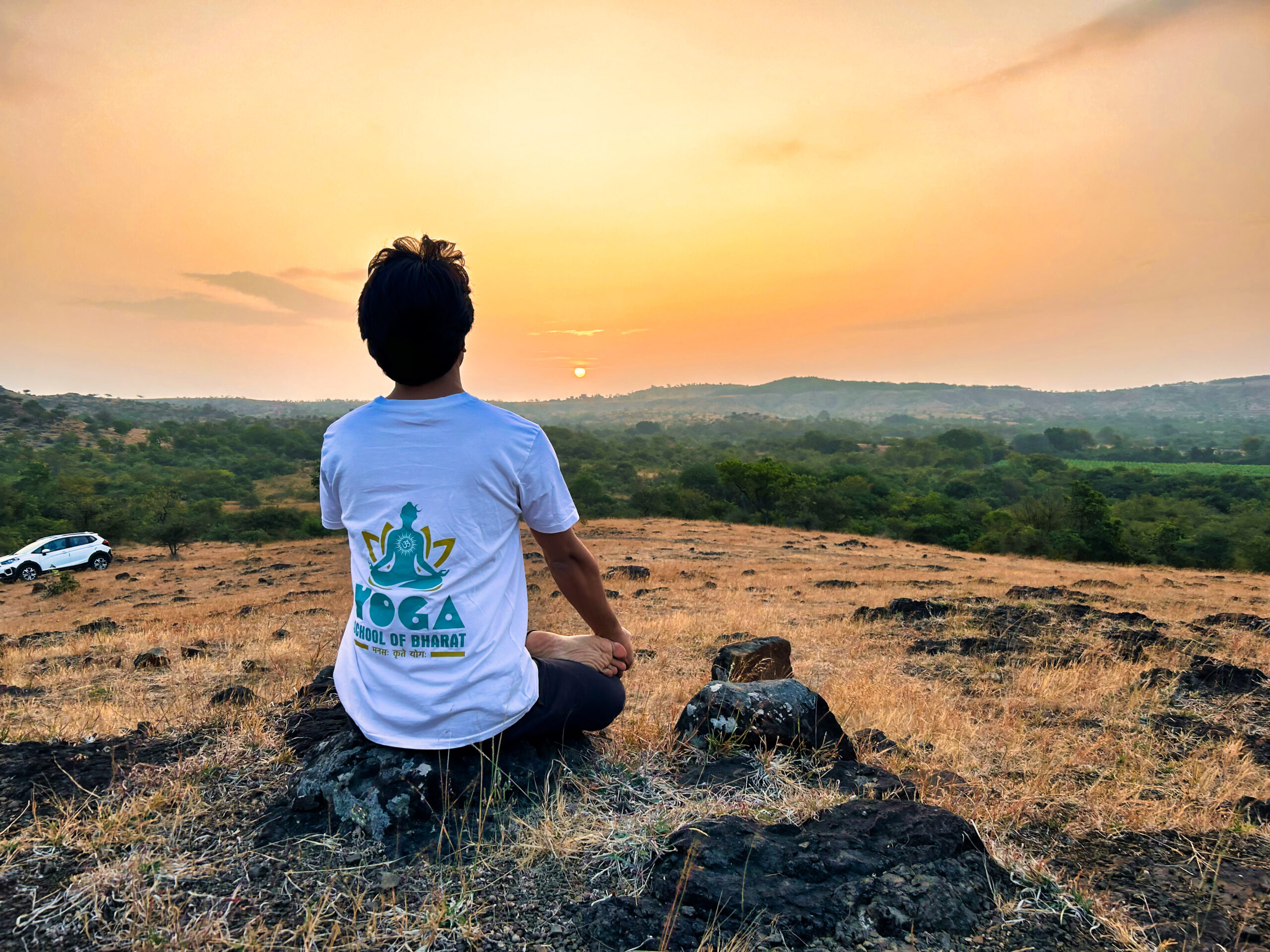 Yoga School of Bharat outdoor meditation at sunrise
