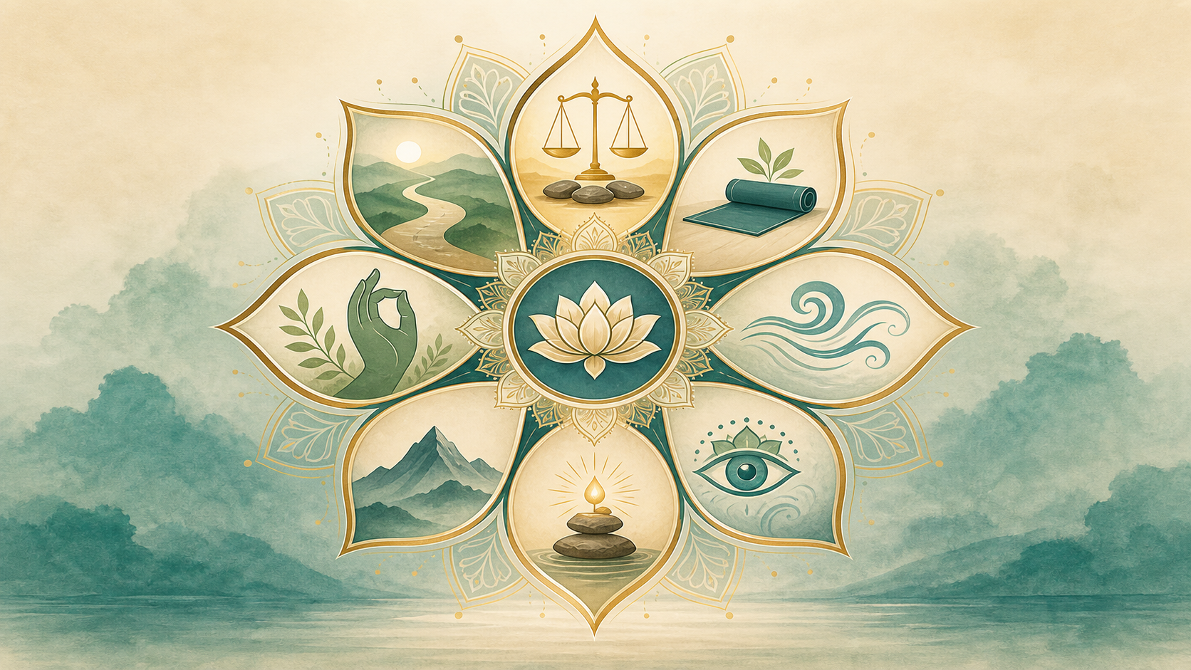 Ashtanga eight limbs illustration