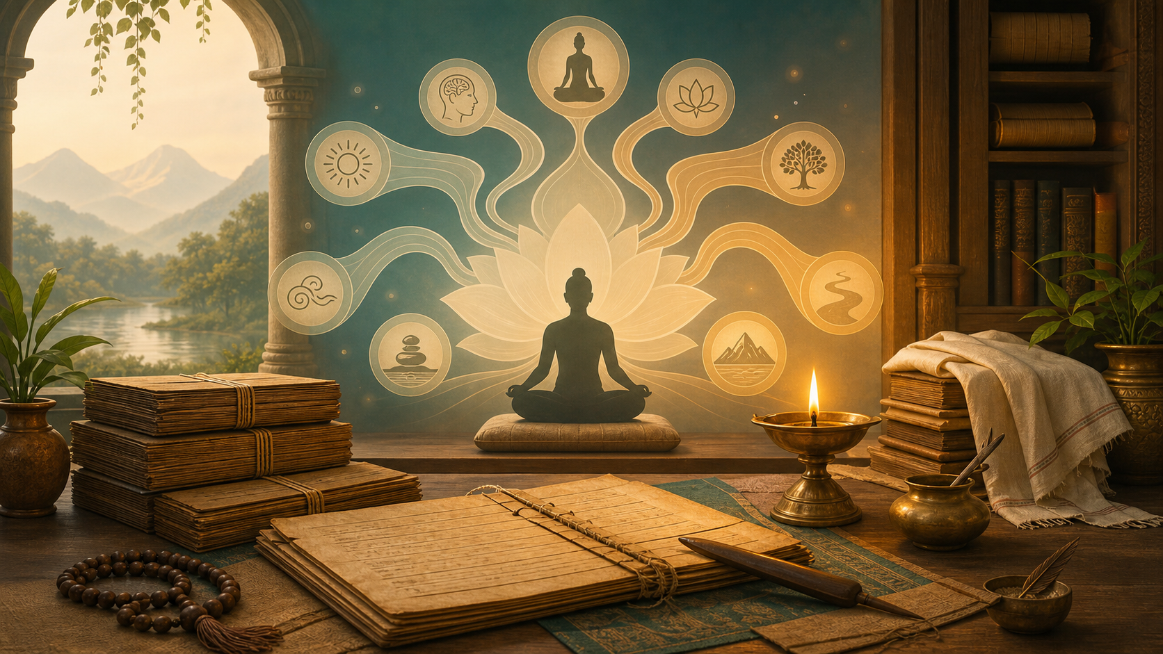 Indian yoga philosophy illustration